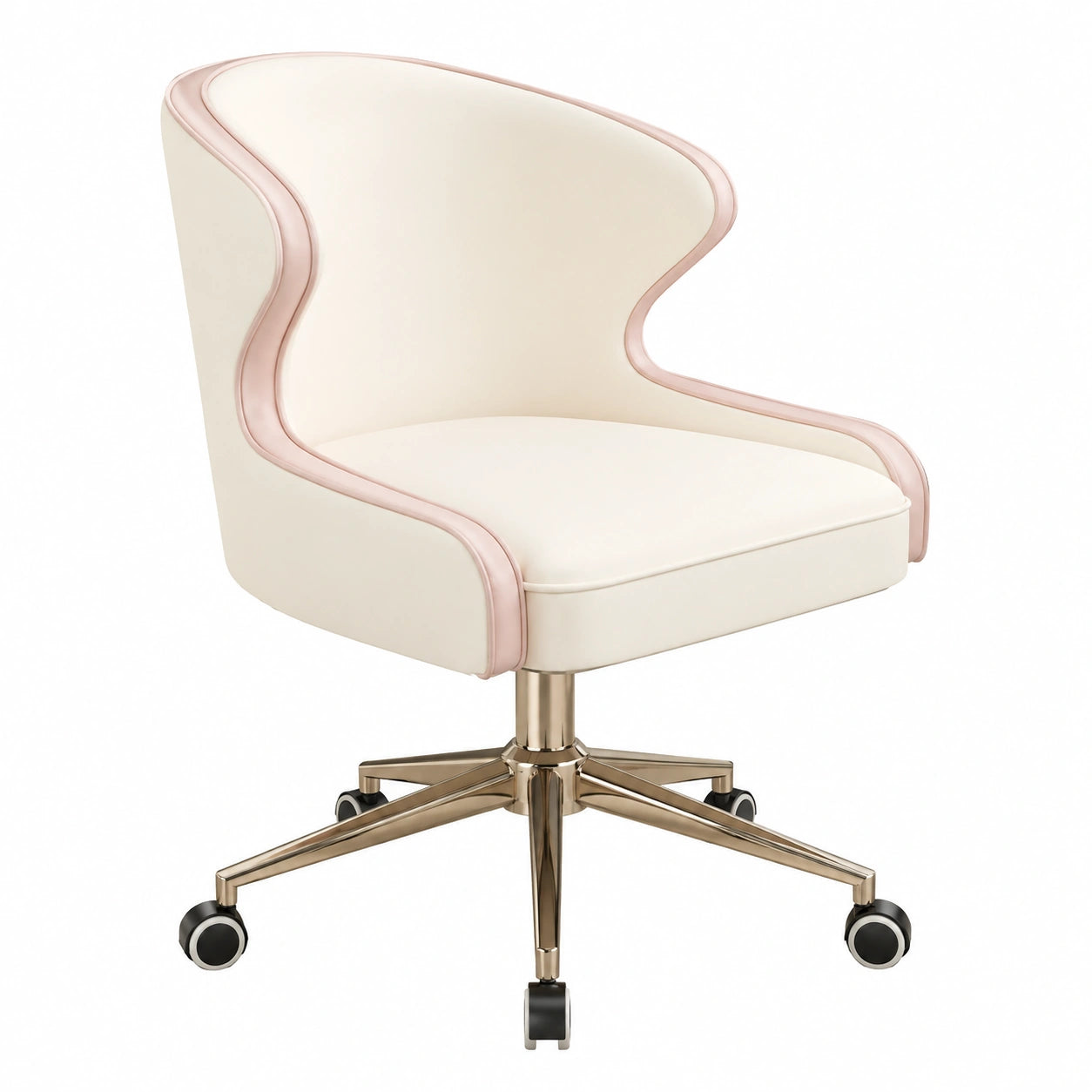 Sedia da Ufficio Ergonomica Sedia da Scrivania in Pelle PU, Imbottita Moderna Sedia Ergonomica Supporto Lombare, Sedie per Ufficio, Studio, Vanità