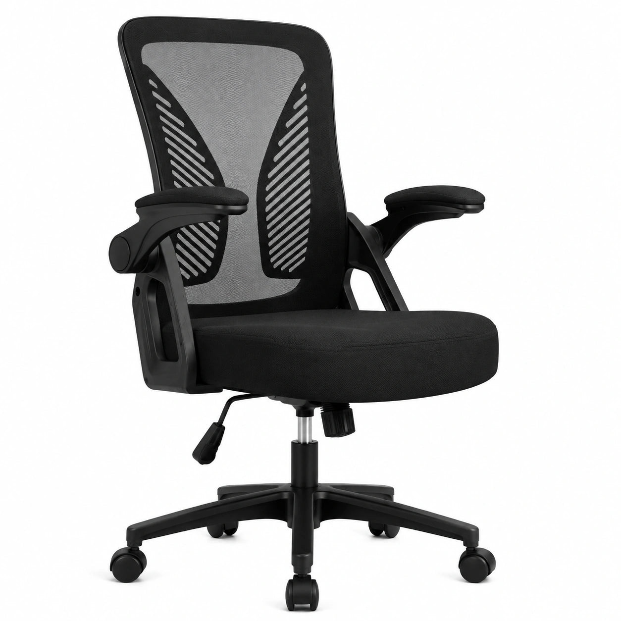 Sedia da Ufficio con Supporto Lombare, Sedia Ufficio Ergonomica con Braccioli Regolabili in Rete Traspirante, Altezza Regolabile con 360°Ruote