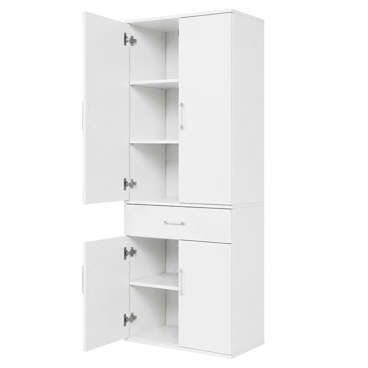Armadio per Ufficio, Armadio per Archiviazione, 60 × 34 × 180 cm, Bianco, 3 Ripiani Regolabili