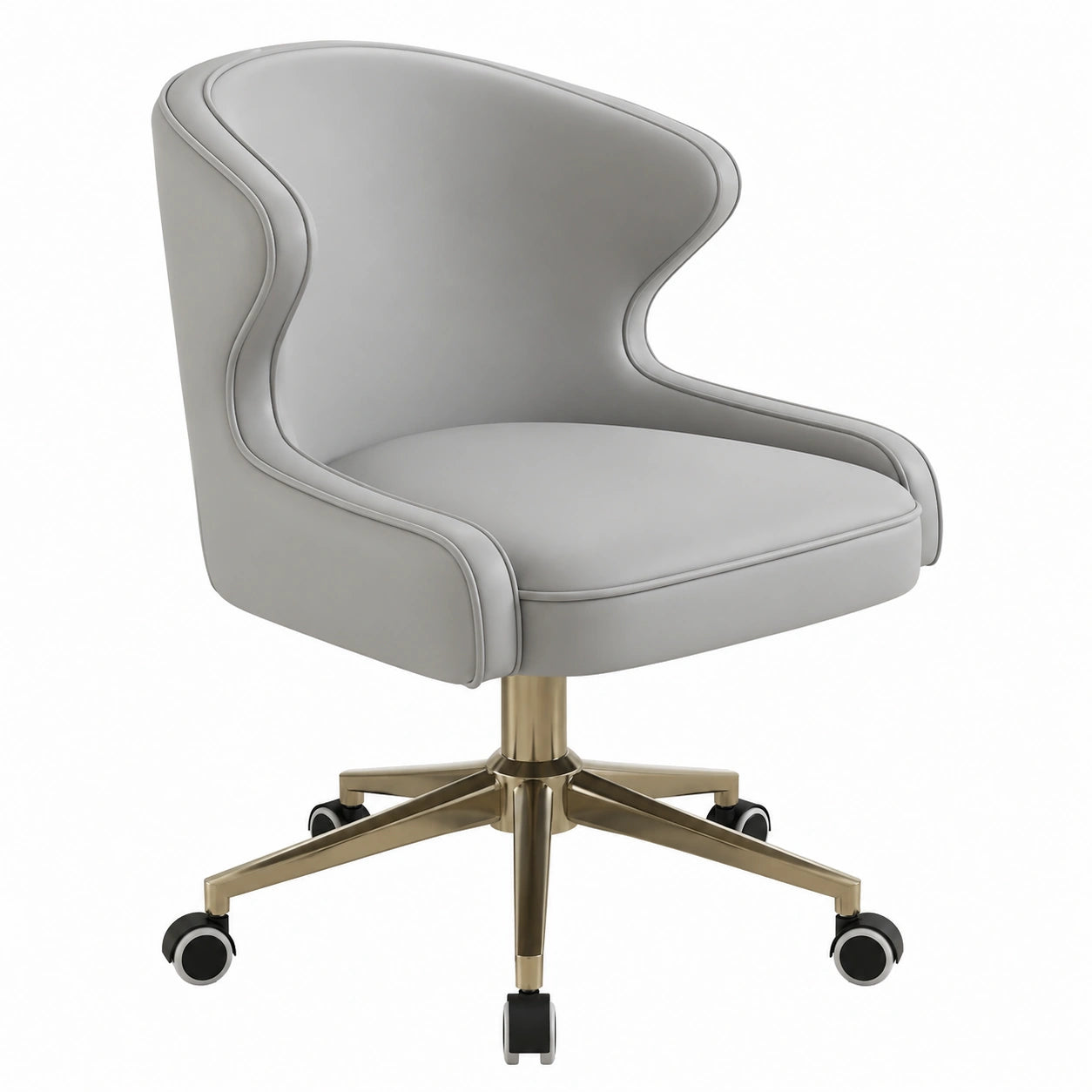 Sedia da Ufficio Ergonomica Sedia da Scrivania in Pelle PU, Imbottita Moderna Sedia Ergonomica Supporto Lombare, Sedie per Ufficio, Studio, Vanità