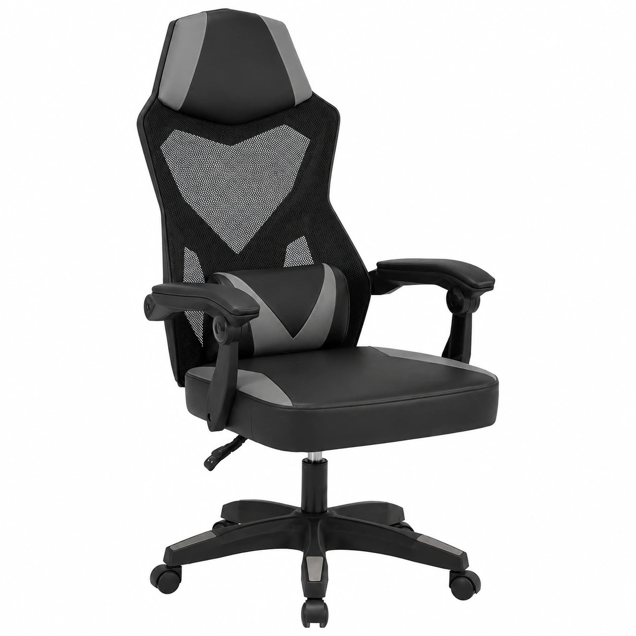 Sedia Gaming Ergonomica da Ufficio, Bianca e Nera, Rete Traspirante, Schienale Reclinabile 135°