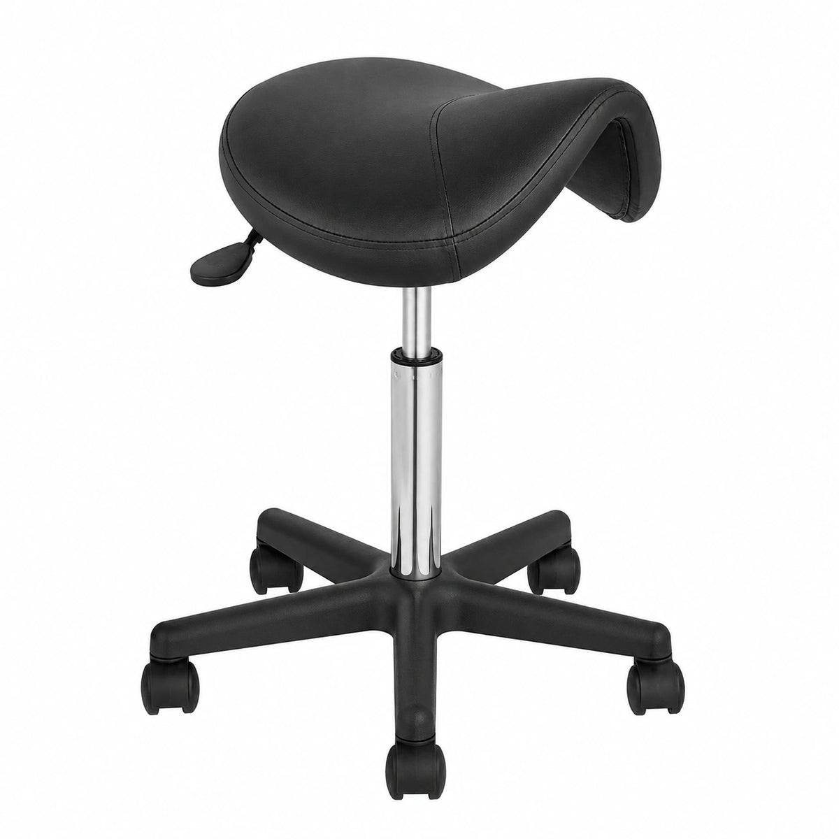 Sgabello a Sella Altezza Regolabile 510-710mm Senza Schiena Capacità Carico Max. 181kg per Ufficio Salone Studio Parruccheria, Sedia a Rotella