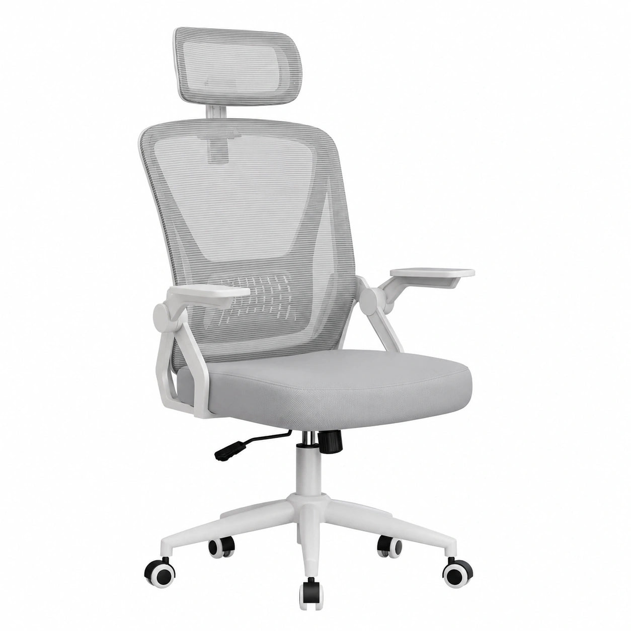 Sedia da Ufficio, Con Braccioli Ribaltabili a 90°, Rivestimento in Rete Traspirante, Sedia Girevole a 360° Con Funzione Swing (Con poggiatesta