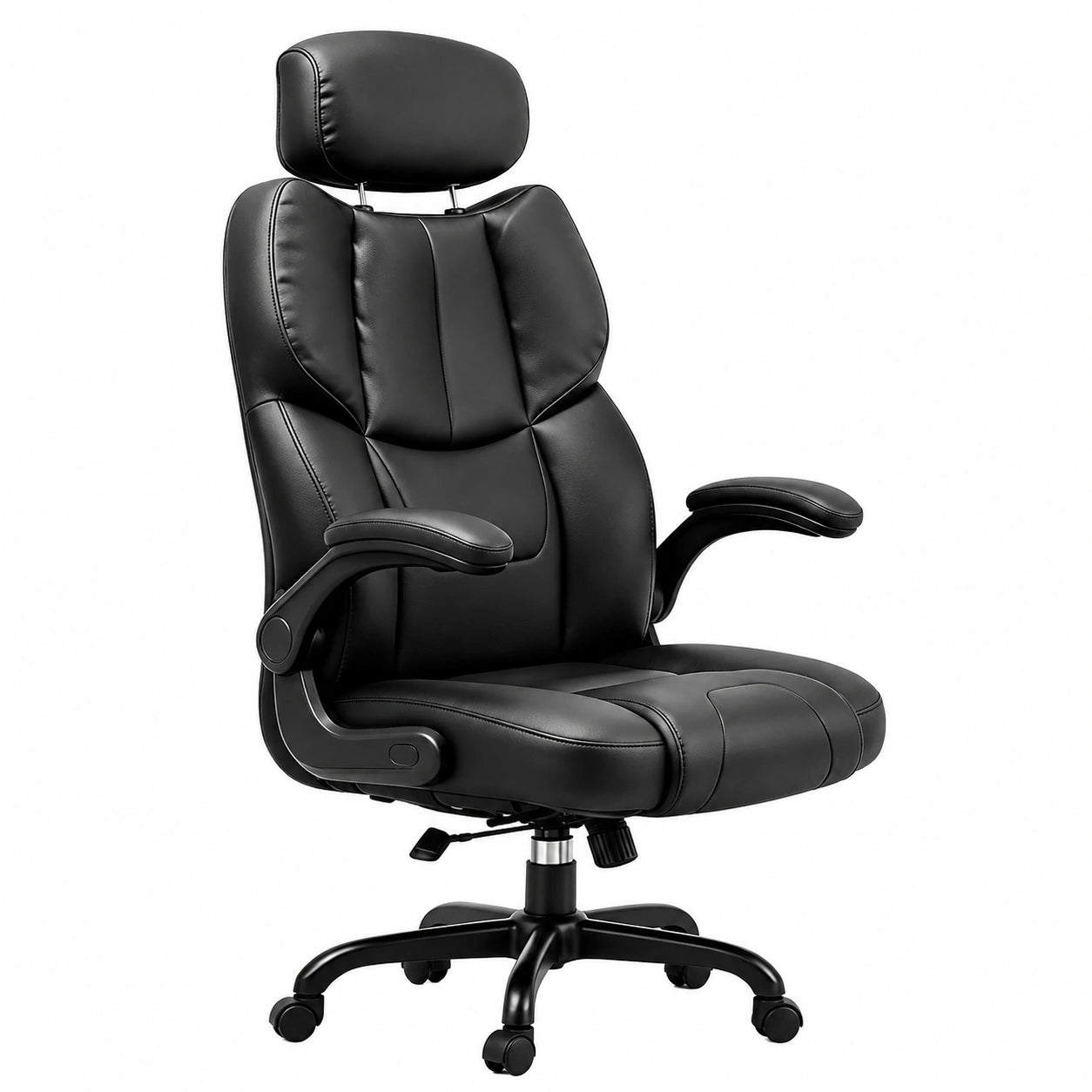 Sedia Ufficio Ergonomica con Braccioli Regolabili, Sedia Scrivania con Rotelle, Poltrona Direzionale PU, Supporto Lombare, Schienale Alto 83 cm