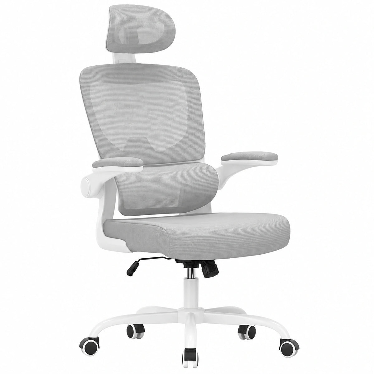 Sedia Da Ufficio Ergonomica Con Supporto Lombare Adattativo a Forma Di C, Poggiatesta Regolabile, Braccioli Ribaltabili, Sedia Da Ufficio a Rete