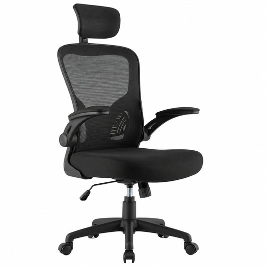 Sedia Ergonomica da Ufficio, Scrivania, con Supporto Lombare e Regolazione Schienale, Sedia da Ufficio con Rotelle e Braccioli Reclinabili
