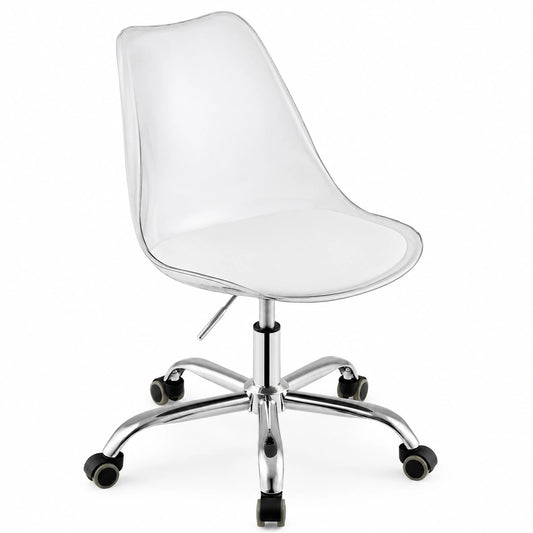 Sedia da Scrivania Ergonomica, Altezza Regolabile, Sedia da Ufficio Girevole, Seduta Imbottita, Sgabello senza Braccioli