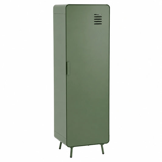 Credenza Alta Soggiorno Armadio Cassettiera Camera da Letto Mobiletto per Ufficio con Ante e Ripiani, Industriale, Metallo, Verde, 40 × 40 × 137cm