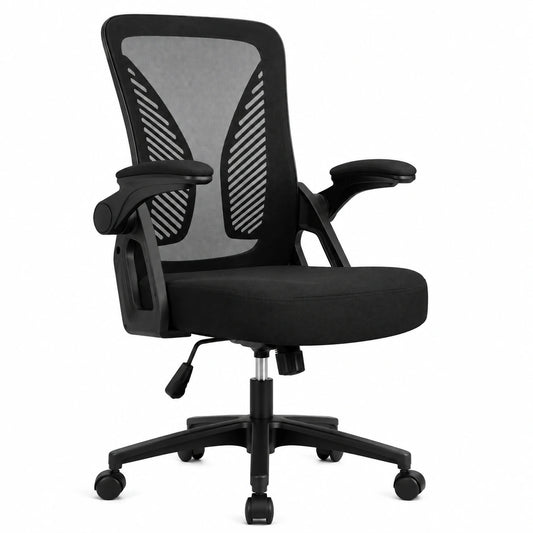 Sedia da Ufficio con Supporto Lombare, Sedia Ufficio Ergonomica con Braccioli Regolabili in Rete Traspirante, Altezza Regolabile con 360°Ruote