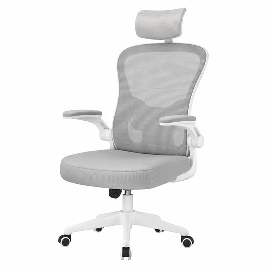 Sedia da Ufficio, Sedia Ufficio Ergonomica, Poltrona Ufficio con Poggiatesta e 90° Bracciolo Regolabile, Sedia scrivania Traspirante con Supporto