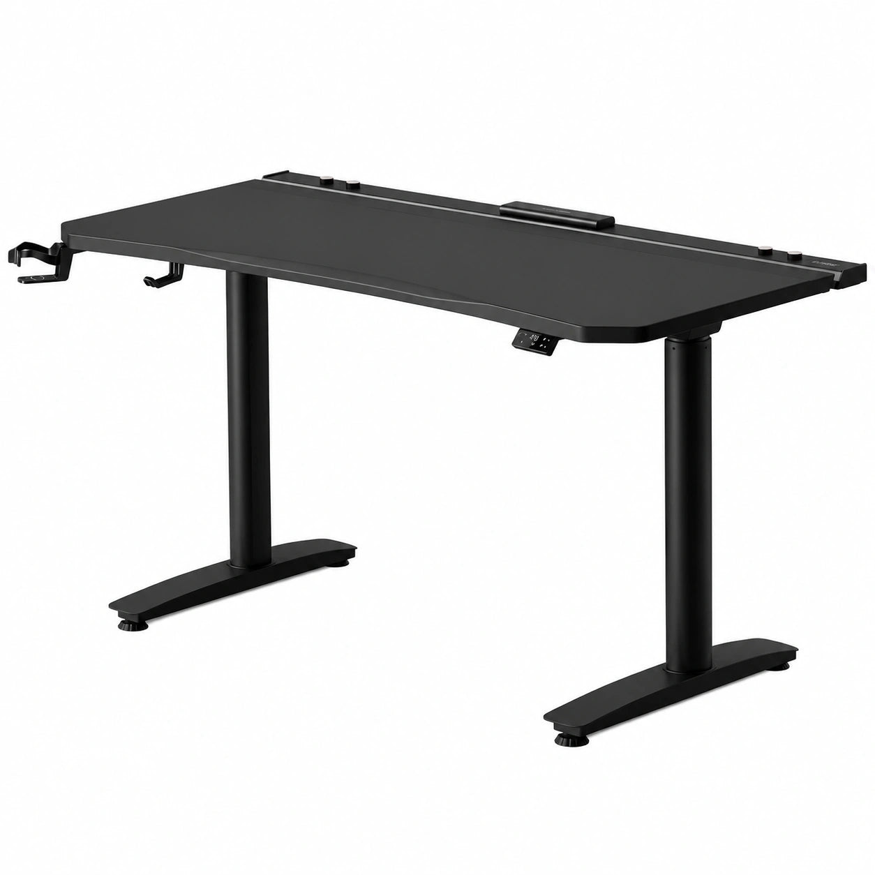 Scrivania gaming elettrica regolabile in altezza con RGB, tavolo pc ergonomico, supporto cuffie, portabicchiere, gestione cavi