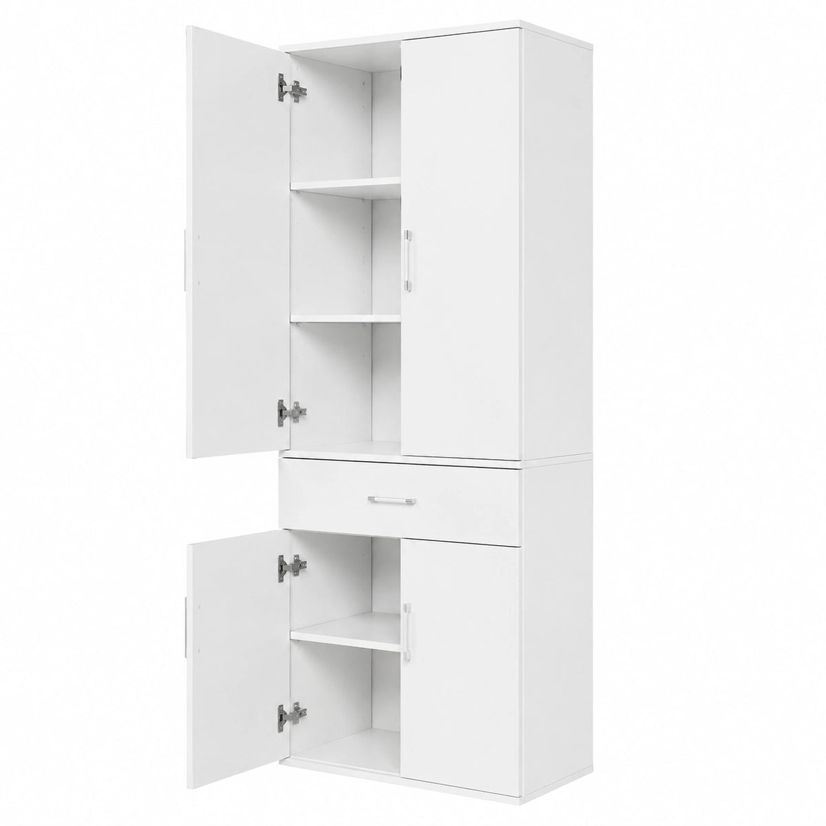Armadio per Ufficio, Armadio per Archiviazione, 60 × 34 × 180 cm, Bianco, 3 Ripiani Regolabili