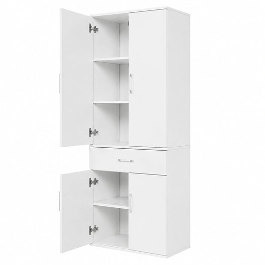 Armadio per Ufficio, Armadio per Archiviazione, 60 × 34 × 180 cm, Bianco, 3 Ripiani Regolabili