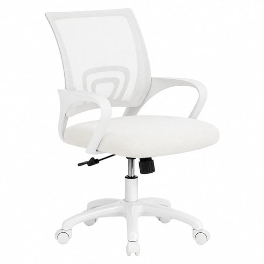 Sedia da ufficio ergonomica girevole, Happy (Bianco)