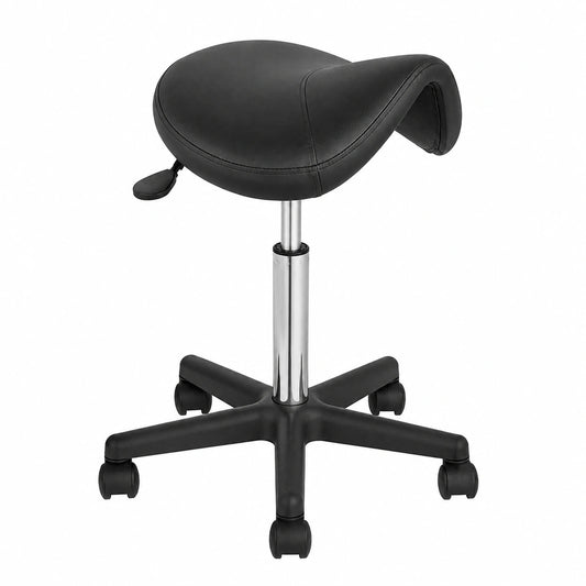 Sgabello a Sella Altezza Regolabile 510-710mm Senza Schiena Capacità Carico Max. 181kg per Ufficio Salone Studio Parruccheria, Sedia a Rotella