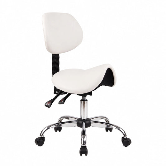 Sgabello Sella Da Lavoro Stuttgart In Similpelle I Sedia Studio Ergonomica Schienale Inclinabile I Sedia Ambulatorio 5 Ruote Colore: bianco
