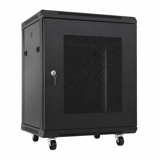 Armadio Di Rete 19 Pollici 12U Con Ruote Rimovibili, Portata 60kg, Armadio Server Con Serratura, Porta In Vetro E Prese D'aria, Per Apparecchi IT