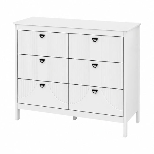 Cassettiera con 6 cassetti grandi, credenza con protezione antiribaltamento, armadio buffet moderno per soggiorno, ufficio, cucina