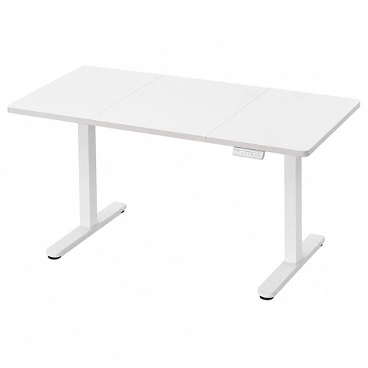 Scrivania Regolabile in Altezza da Ufficio, 140 × 70cm, Bianco, Regolazione 72-118cm, 4 Memorie