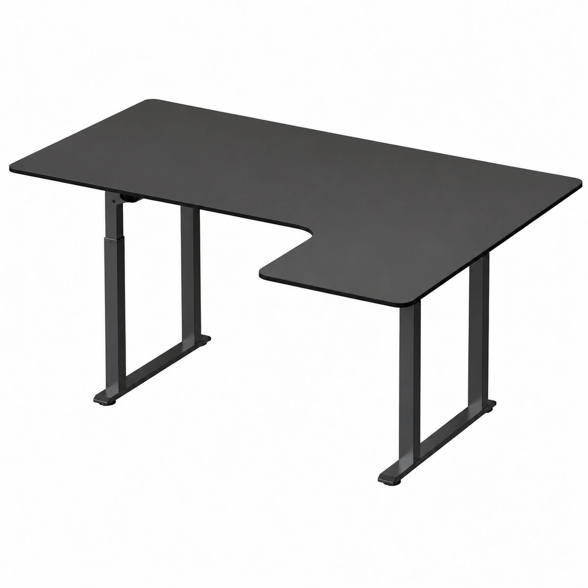 Scrivania regolabile in altezza 180 × 110cm, Scrivania ad angolo con doppio motore, Standing scrivania con 4 gambe per una super stabilità, nero