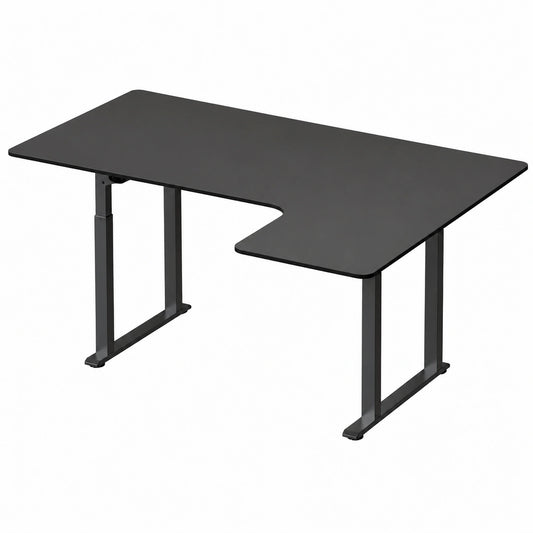 Scrivania regolabile in altezza 180 × 110cm, Scrivania ad angolo con doppio motore, Standing scrivania con 4 gambe per una super stabilità, nero