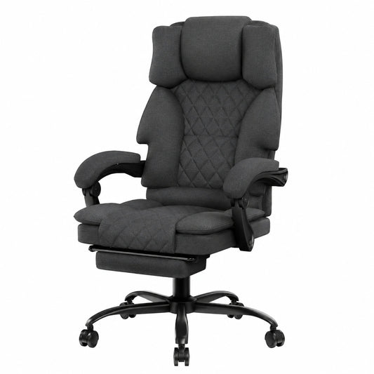 Sedia da Ufficio Ergonomica con Poggiapiedi in Tessuto, Poltrona Ufficio Sedia Scrivania ad Altezza Regolabile con Ruote Piroettanti, Sedia Ufficio