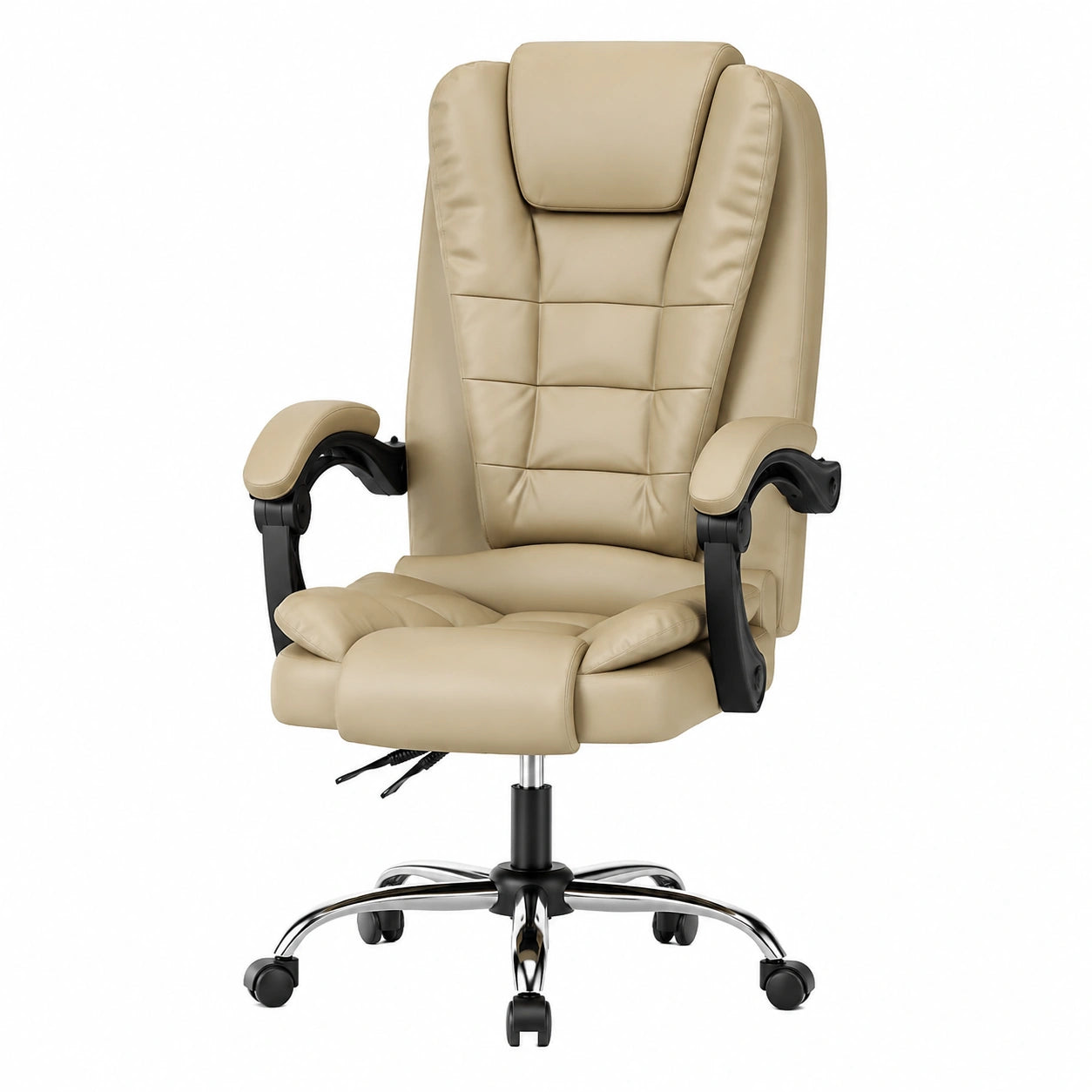 Sedia da Ufficio Ergonomica, Poltrona Direzionale con Sedile Largo, Sedia Ufficio Reclinabile con Braccioli Imbottiti Altezza Regolabile, Marrone