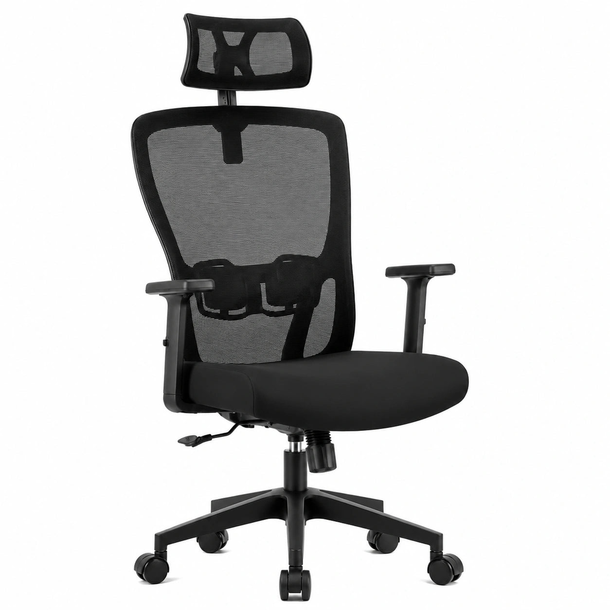 Sedia Ufficio Ergonomica con Poggiatesta 2D, Sedia da Scrivania in Rete Traspirante con Supporto Lombare Regolabile, Braccioli Regolabili