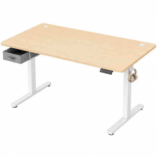 Scrivania Elettrica Regolabile In Altezza 180 × 80 cm, Ufficio 4 Sezioni Con Funzione Di Memoria, Cassetti, Porte Usb E Sistema Di Gestione Cavi