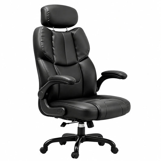 Sedia Ufficio Ergonomica con Braccioli Regolabili, Sedia Scrivania con Rotelle, Poltrona Direzionale PU, Supporto Lombare, Schienale Alto 83 cm