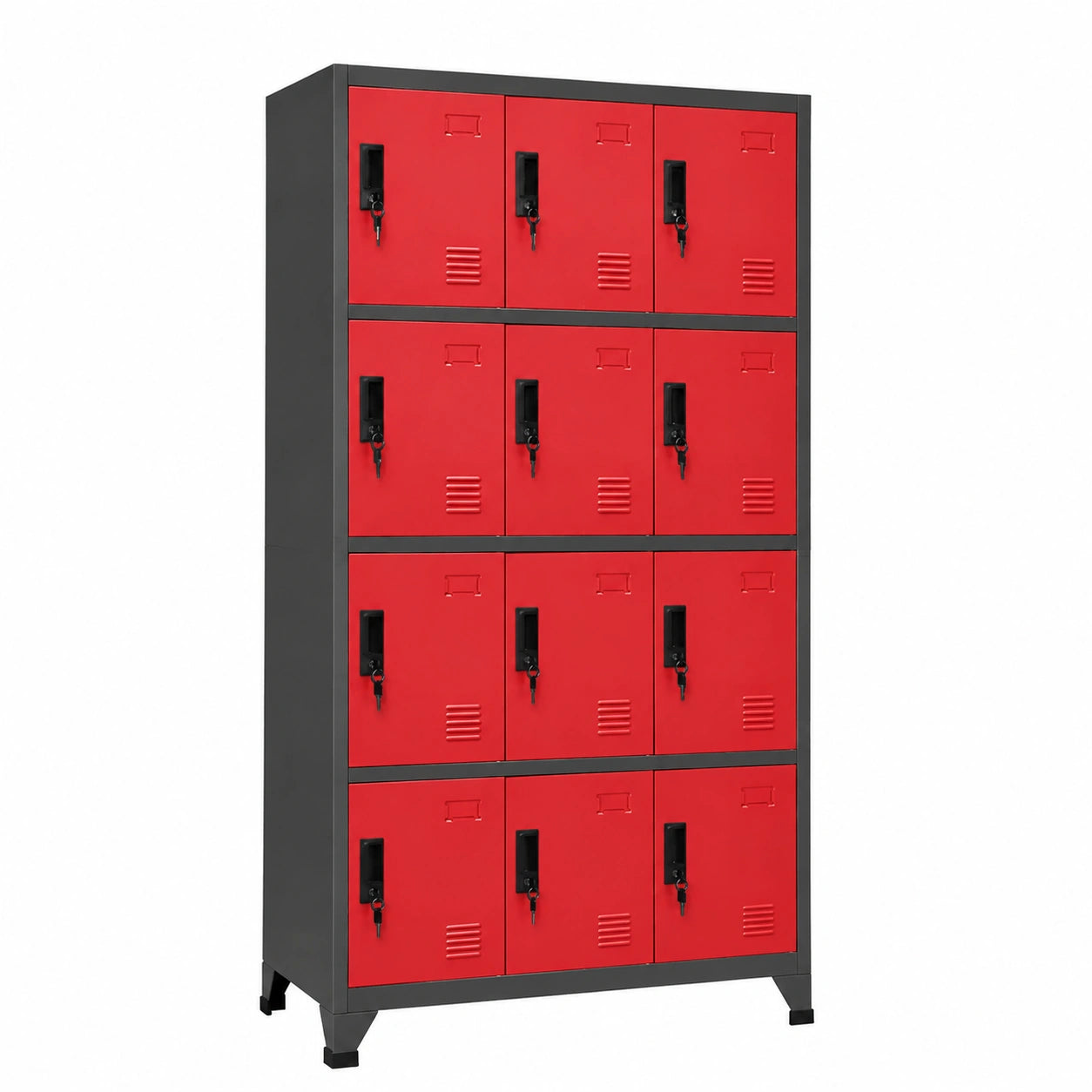 Armadietto con Serratura Antracite e Rosso 90 × 45 × 180cm, Armadio con Serratura Chiave, Armadio in Metallo, Armadio Ufficio, Armadietto Spogliatoio