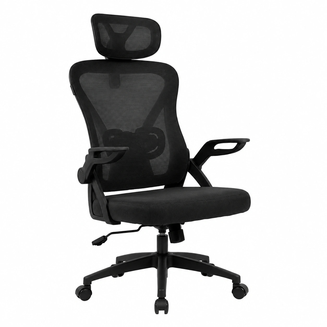 Sedia da Scrivania Ergonomica per Ufficio e Casa in Rete Tesa Traspirante, Reclinabile 90-120°, Poggiatesta e Braccioli Pieghevoli, Supporta fino a