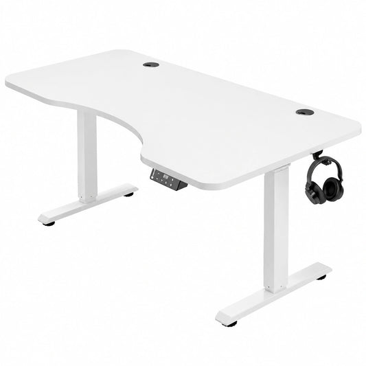 Scrivania Regolabile 160 × 60 × 73-118cm con Porta Cuffie Portabicchieri Tavolo da Gioco Ufficio Look Moderno