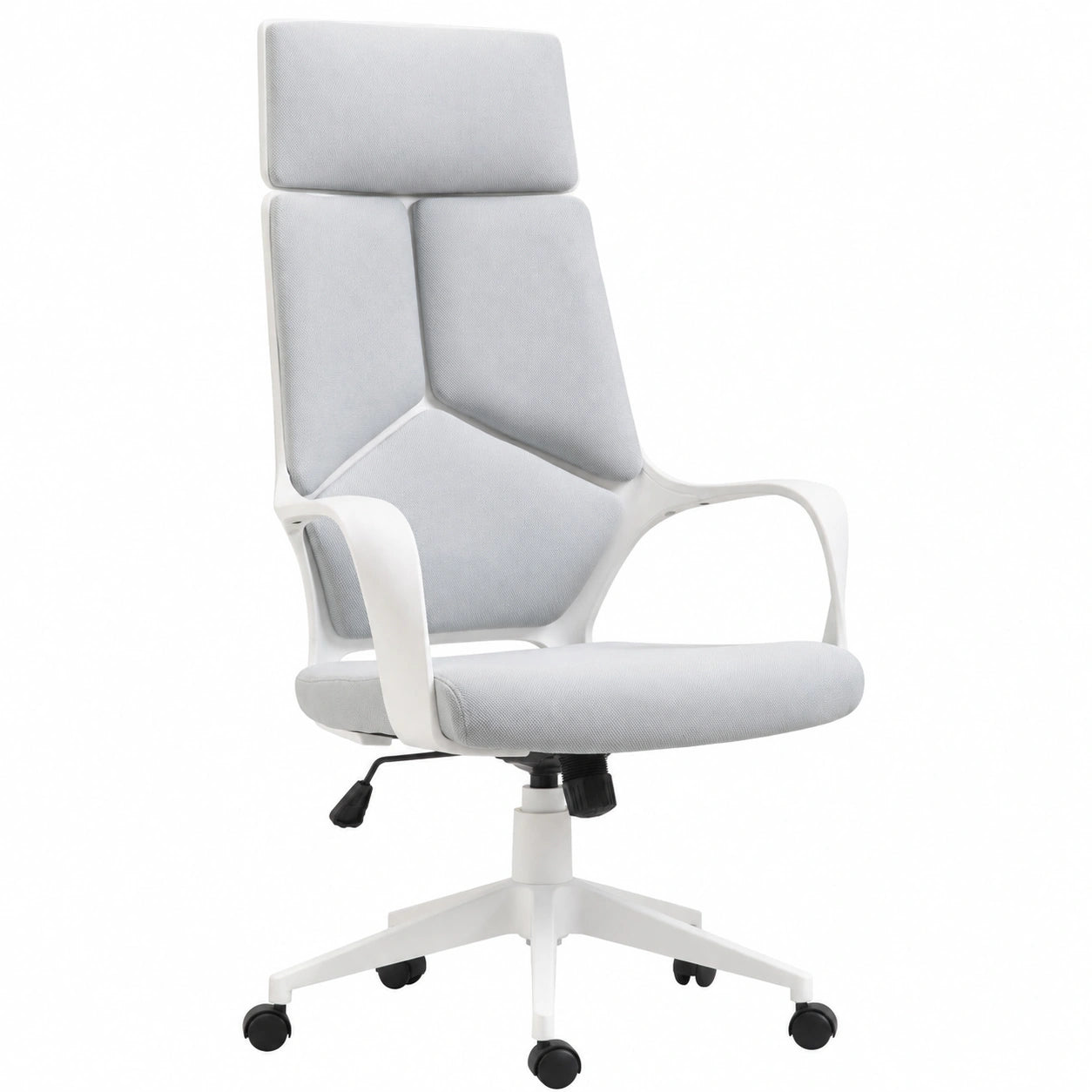Sedia da Ufficio con Funzione Dondolo 63 × 63 × 117-127 cm Grigio, Poltrona Presidenziale in Tessuto, Altezza Regolabile, Seduta Girevole
